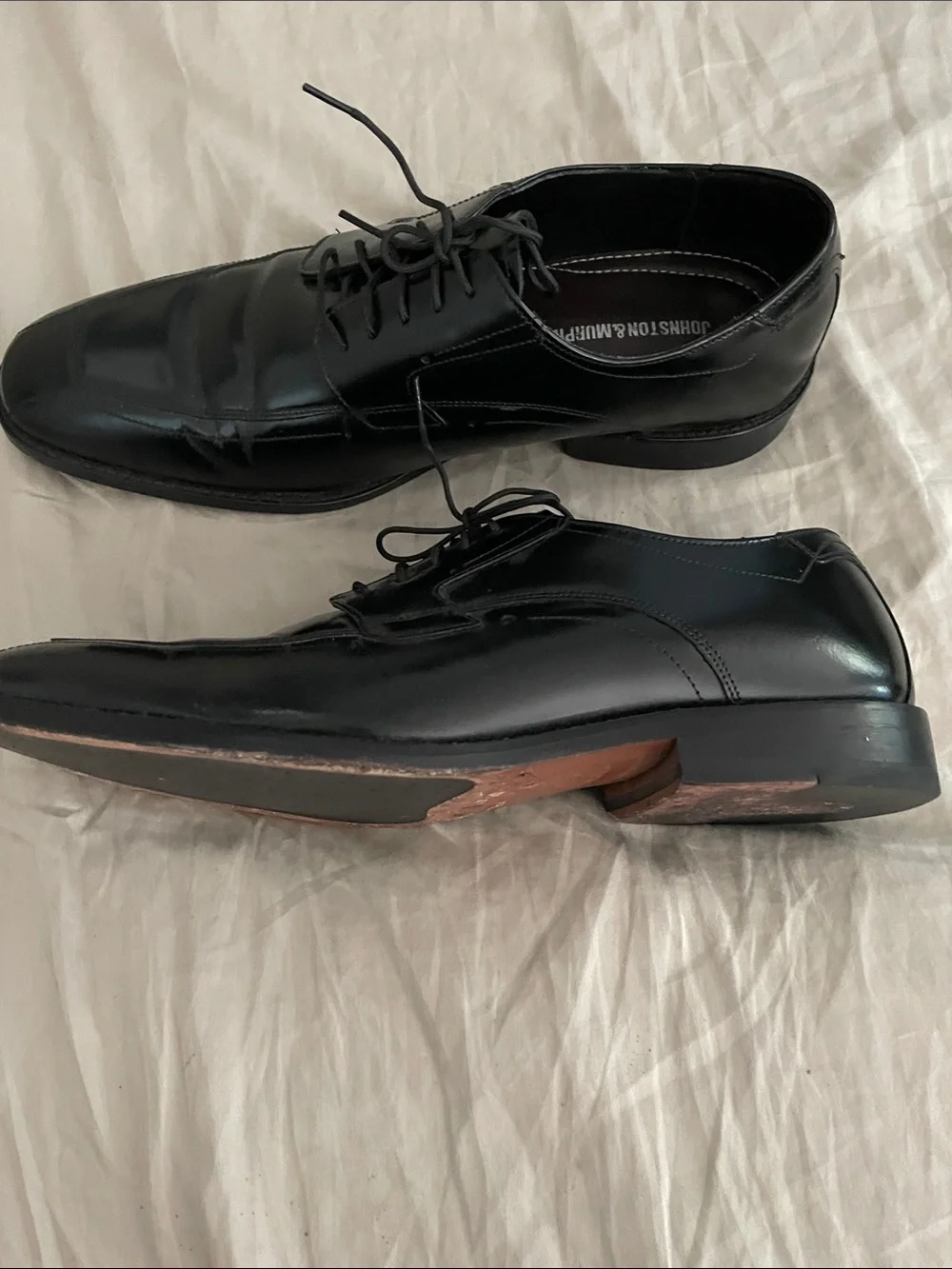 Johnston & Murphy Black Leather Lace-Up Derby Shoes • Sz10